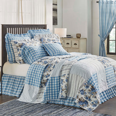 Annie Blue Floral Patch Queen Quilt 90Wx90L VHC Brands - The Fox Decor